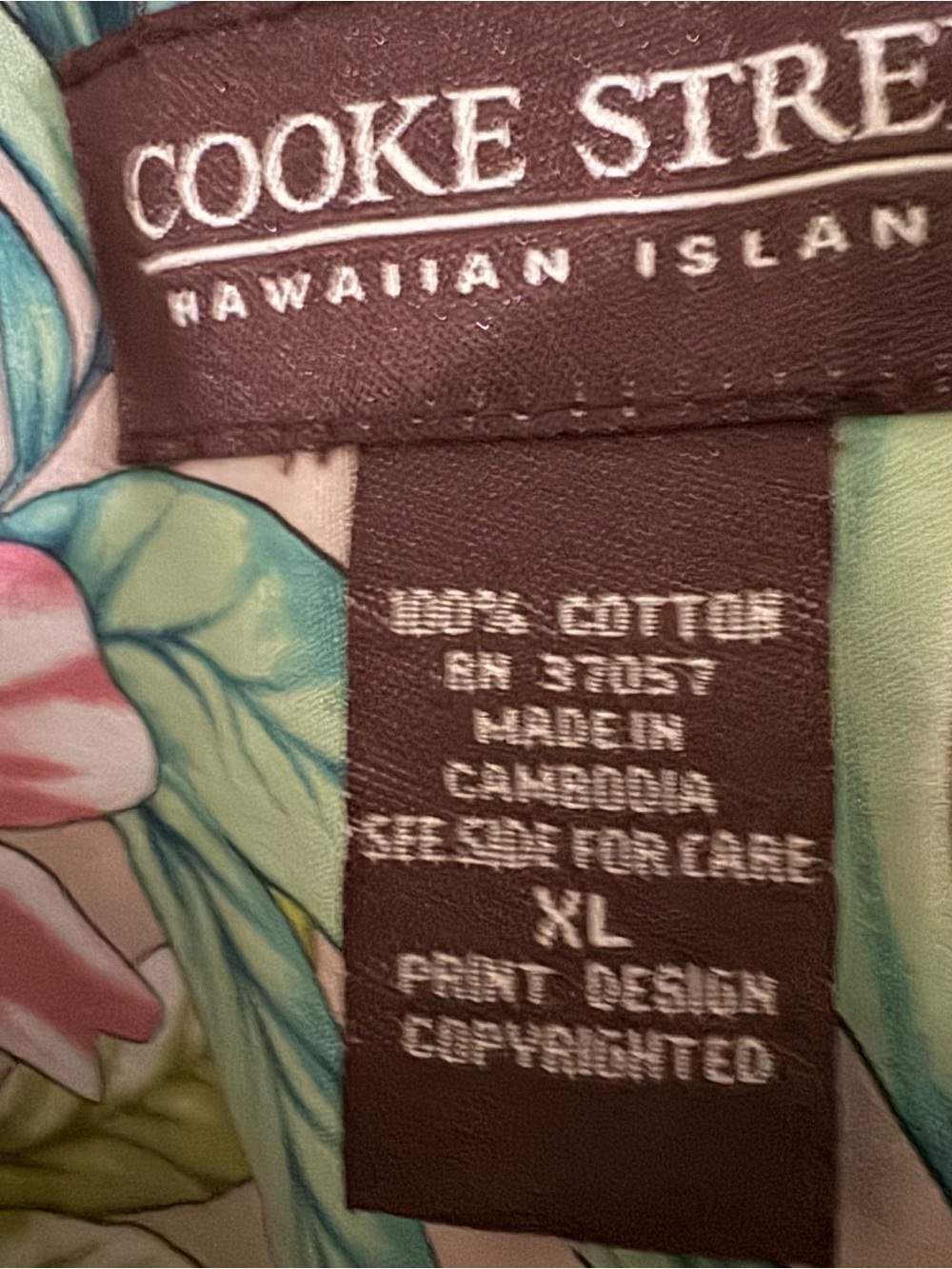 Cooke Street short Sleeve Aloha Hawaiian 100% cotton Floral Tan button up XL - Picture 3 of 8